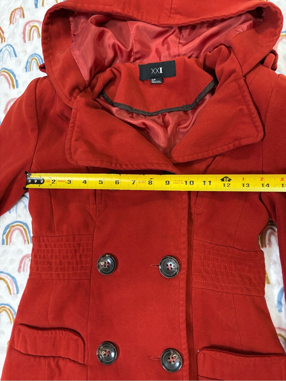 XXI Women’s Burnt Orange Hooded Coat‎ Size Small Like New - Picture 8 of 8